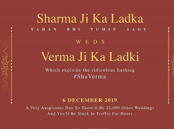 funny wedding card share by comedian akshar