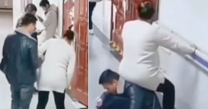 viral video of Husband Becomes a human chair For His Pregnant Wife