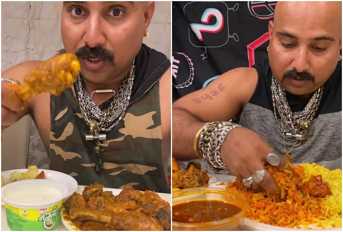 viral video of ulhas kamathe eating chicken leg piece in funny way