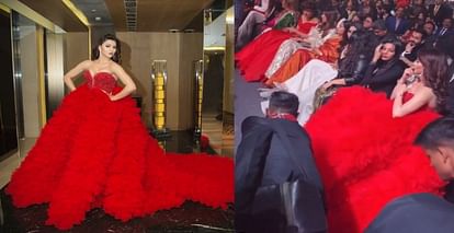 urvashi rautela wear red gown at flimfare award ceremony people brutally trolled
