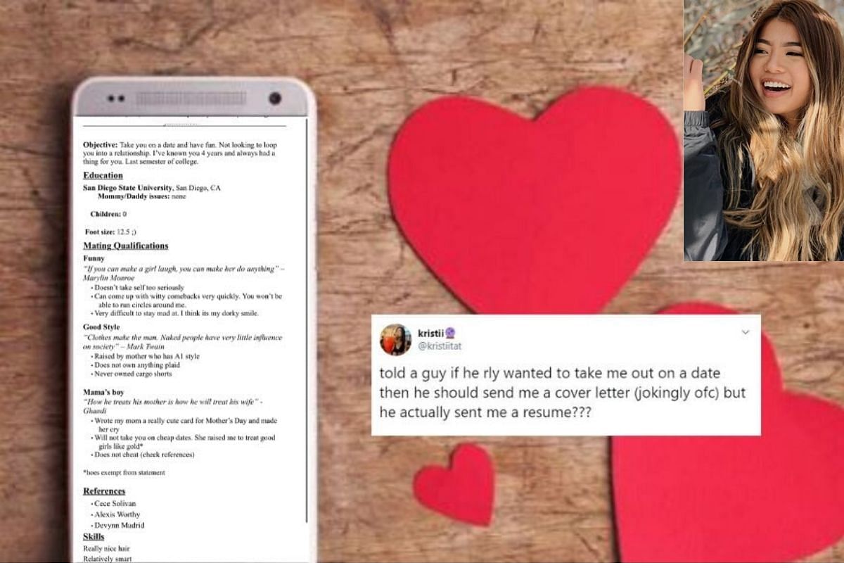 College Student create a date plan with her crush by Sending a Resume