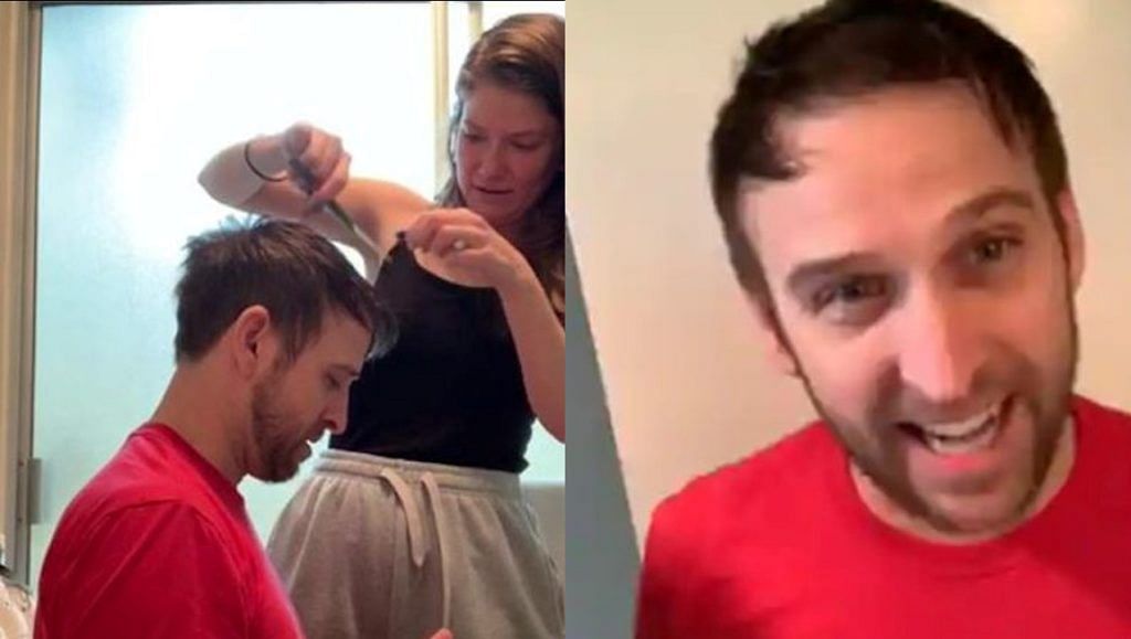 viral video of couple where wife tries to do haircut give husband wrong