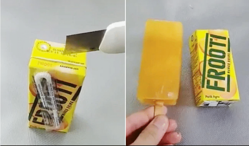 viral video of easy trick to made ice cream with frooti during lock down