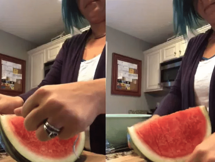 viral video of women who cut watermelon without using knife