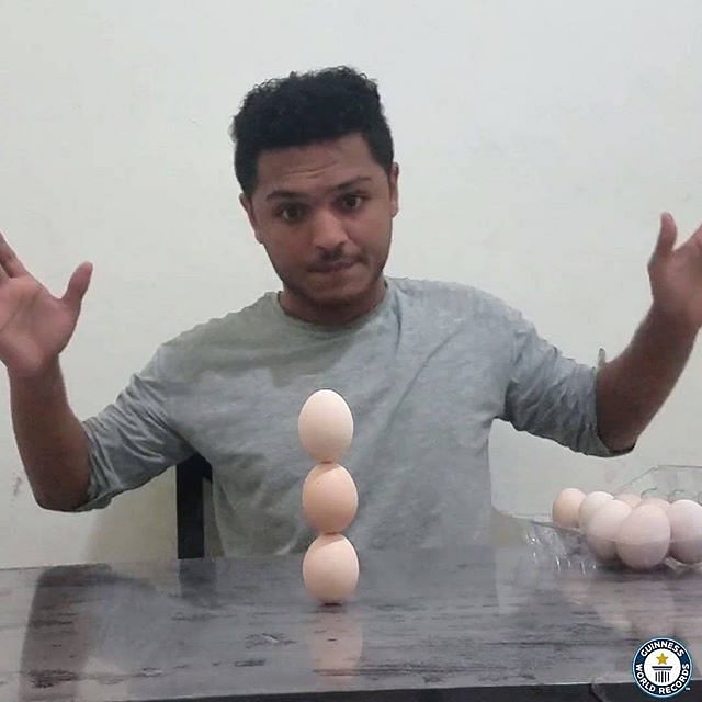 viral video of boy who World Record for building tallest 'egg tower'