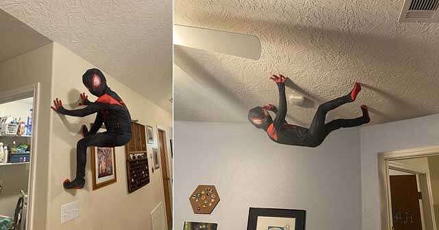 father turn his son pic into a spider man with the help of photoshop