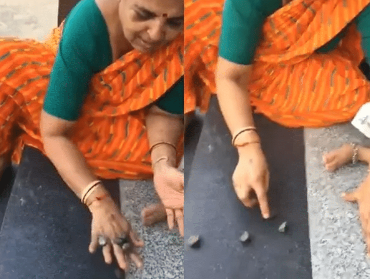 viral video of old lady who played stone game people give hilarious rection on it