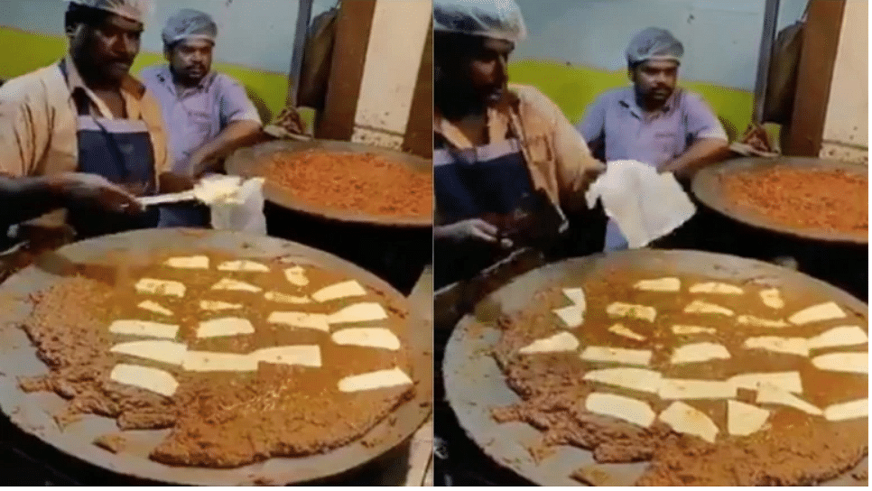 viral video of a man who making pav bhaji with extra butter with amazing style