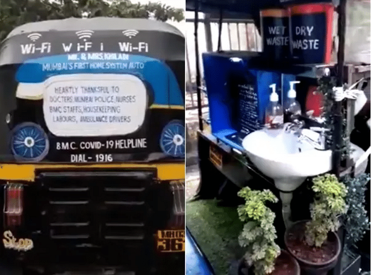 viral video of mumbai hi techauto rickshaw with hand washing wifi hand washing system share by anand mahindra