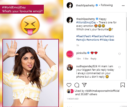 viral videov of shilpa shetty act different emojis expression on instagram reels