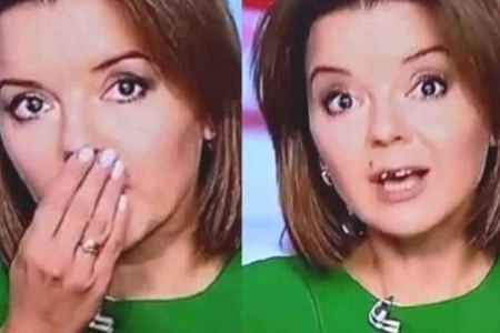 viral video of ukrainian tv anchor tooth falls during news reading