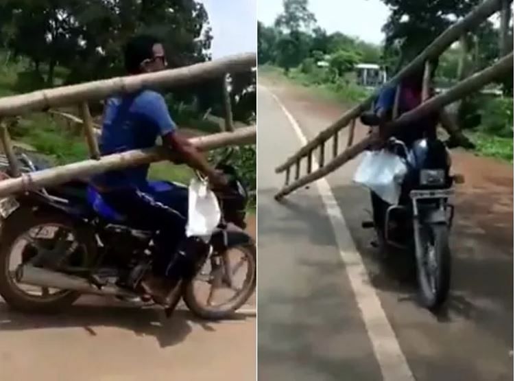 viral video of man who take ladder of electricity department and caught him
