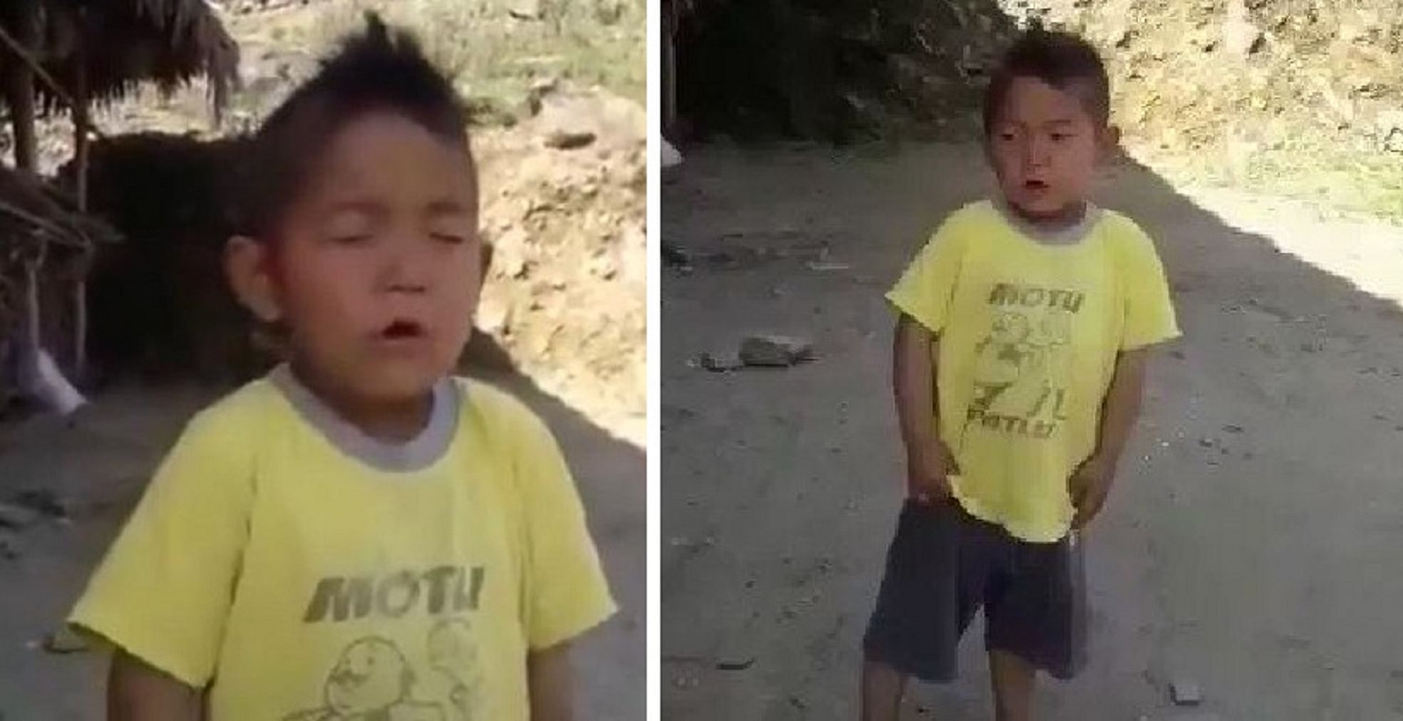 viral video of arumachal child sings national anthem in a cutest way