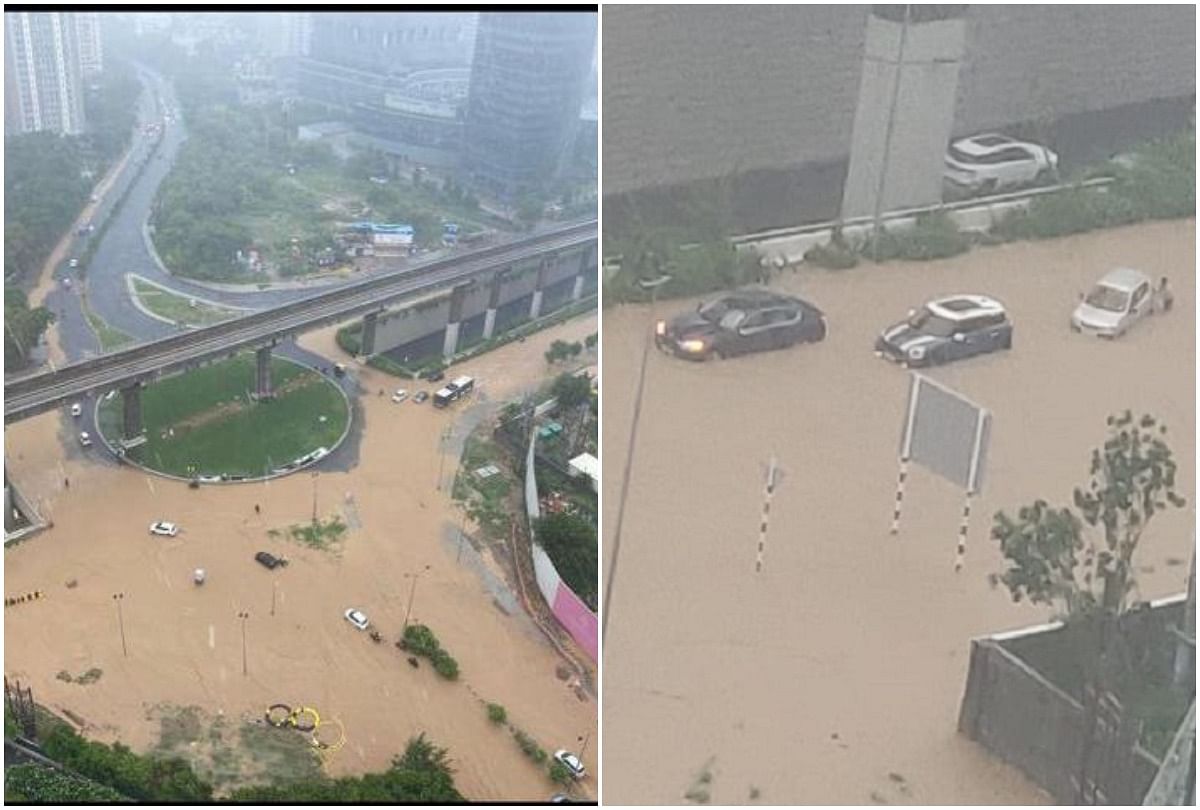 social media reaction on rain of gurugram people share videos and photos
