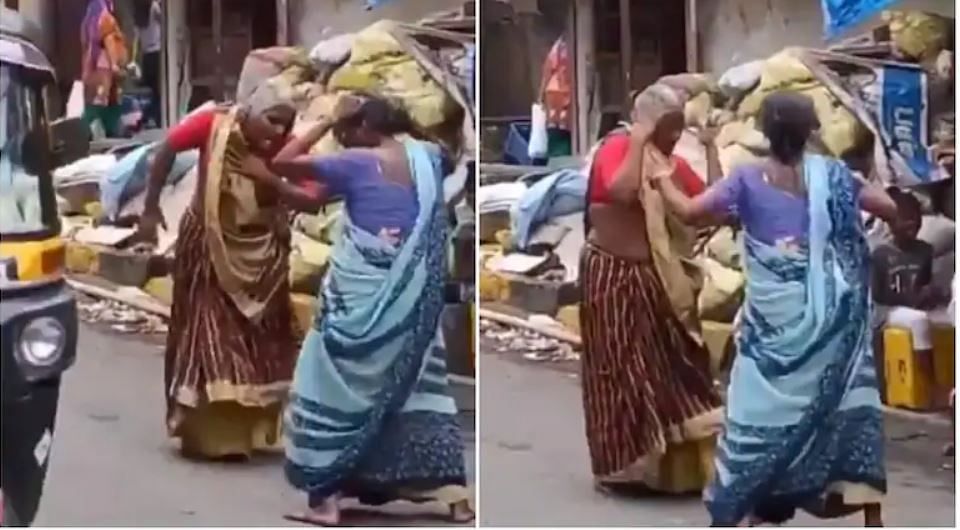 viral video of two elderly woman dance on street while play bhosle's hit song piya tu ab toh aaja