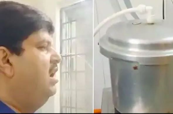 viral video of man using cooker for steam inhalation people did hilarious comment on it