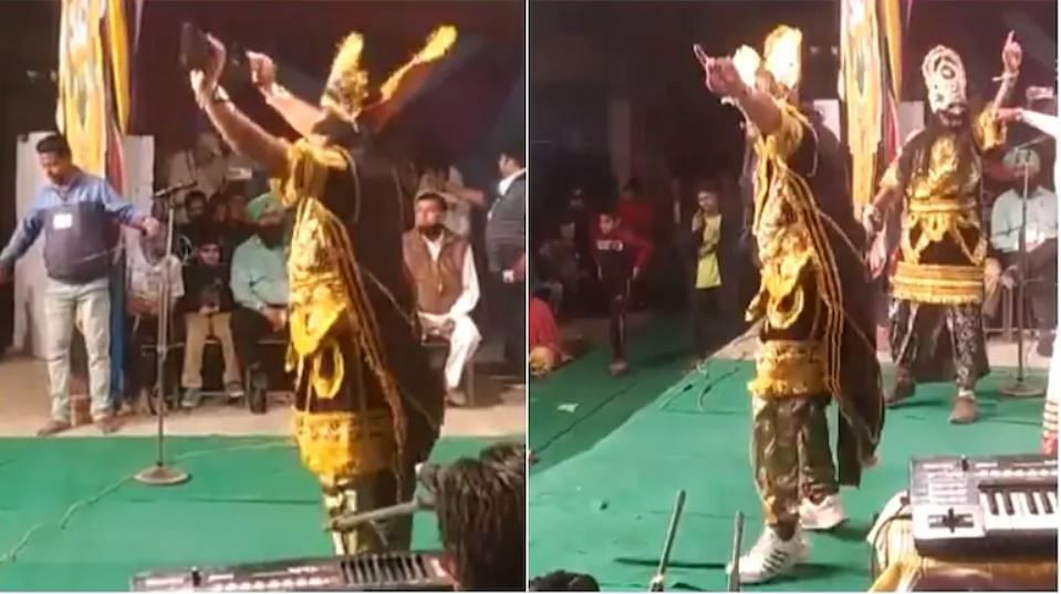 viral video of ravan does bhangra on ramlila stage people did hilarious comment on it