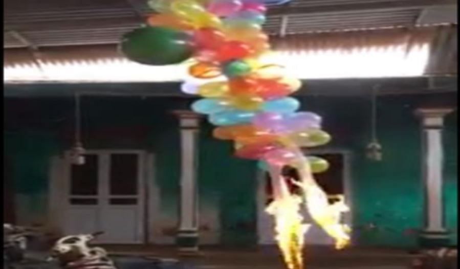 viral video of man bursting baloons in unique style people did hilarious comment on it