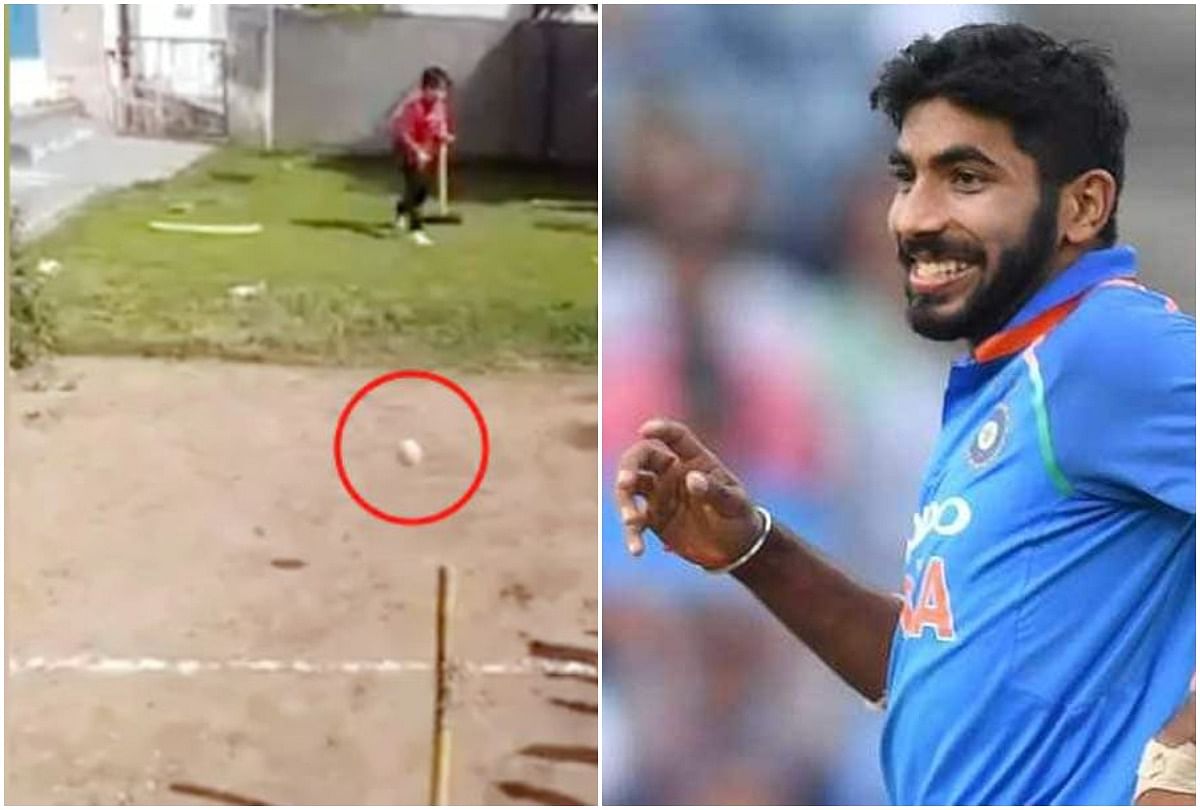 viral video of boy who balls jasprit bumrah and break stumps with yorker