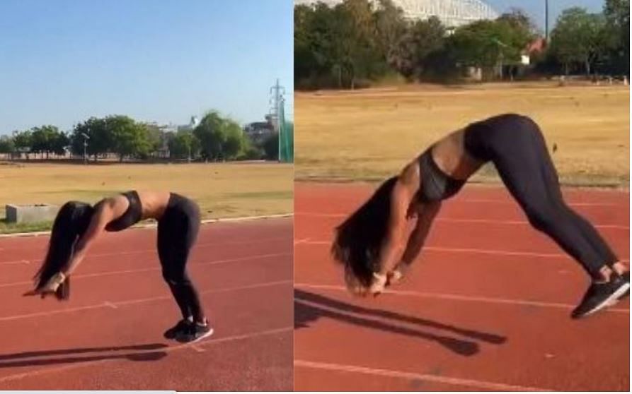 viral video of girl who does backflip without stopping video