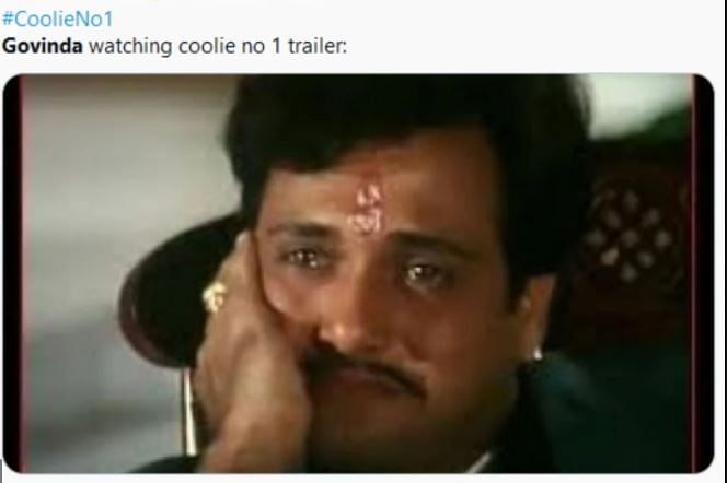 social media reaction on coolie no 1 users share funny memes on it