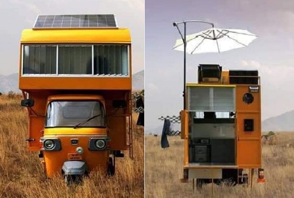 A man built Luxurious house on the roof of an auto rickshaw