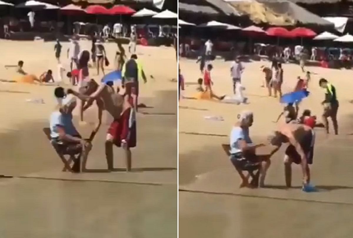Elderly couple enjoyed on the beach video viral on social media