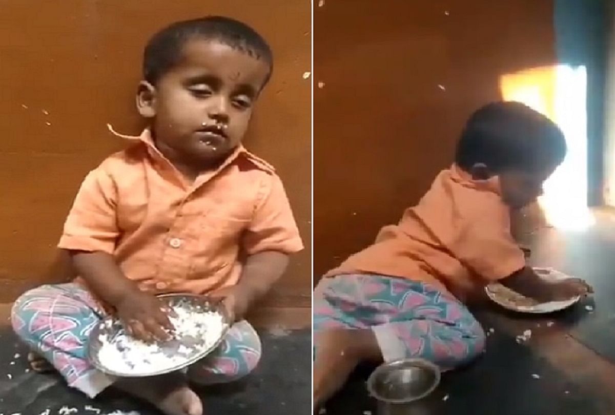 Viral video of a child sleeping while eating