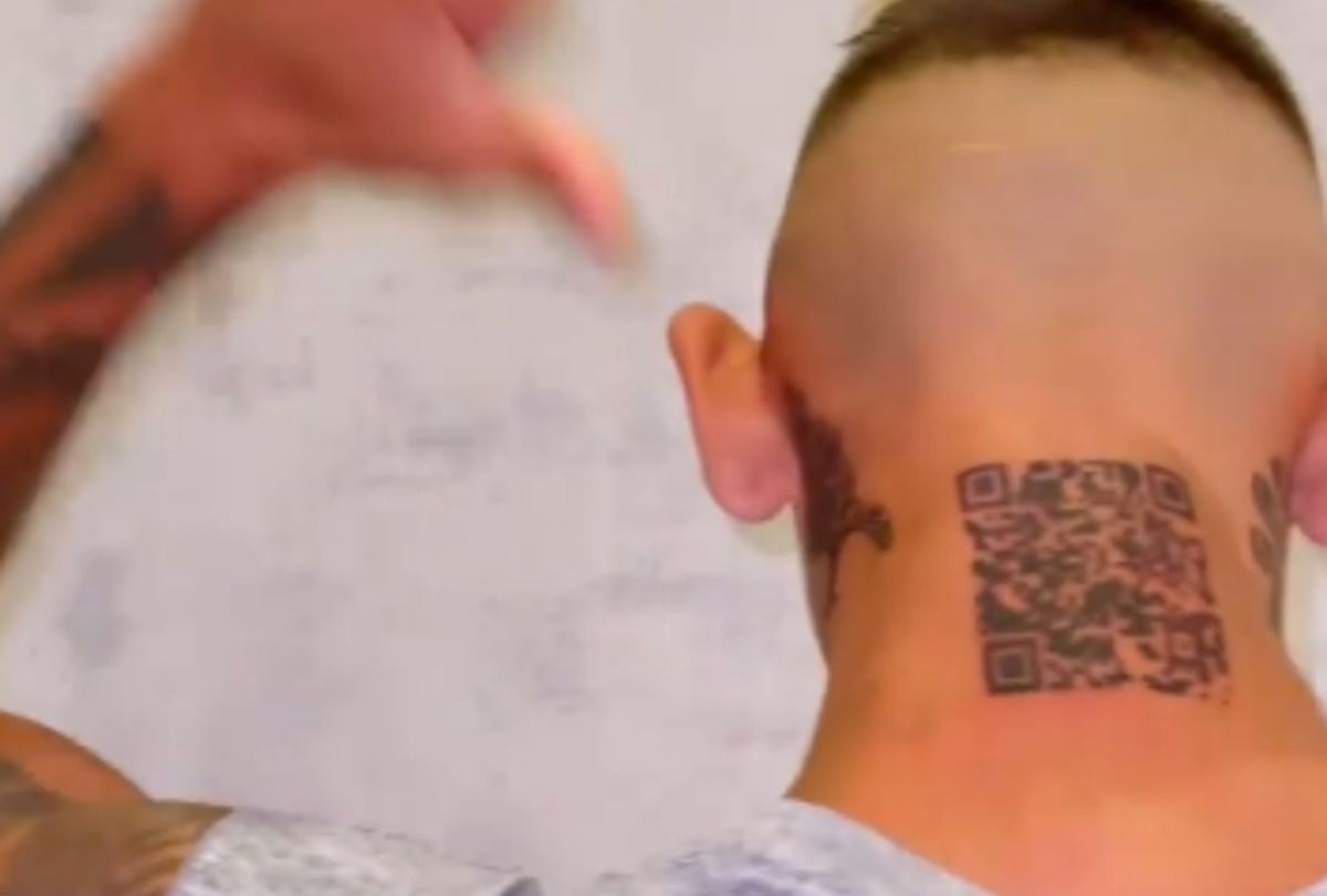 a person made a tattoo of barcode on his neck to become popular, but what will happen after this