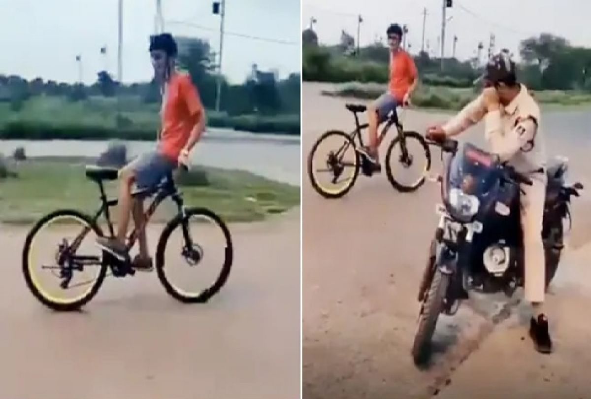 Viral Video police watched boy who was performing cycle stunt IPS officer gave epic reaction