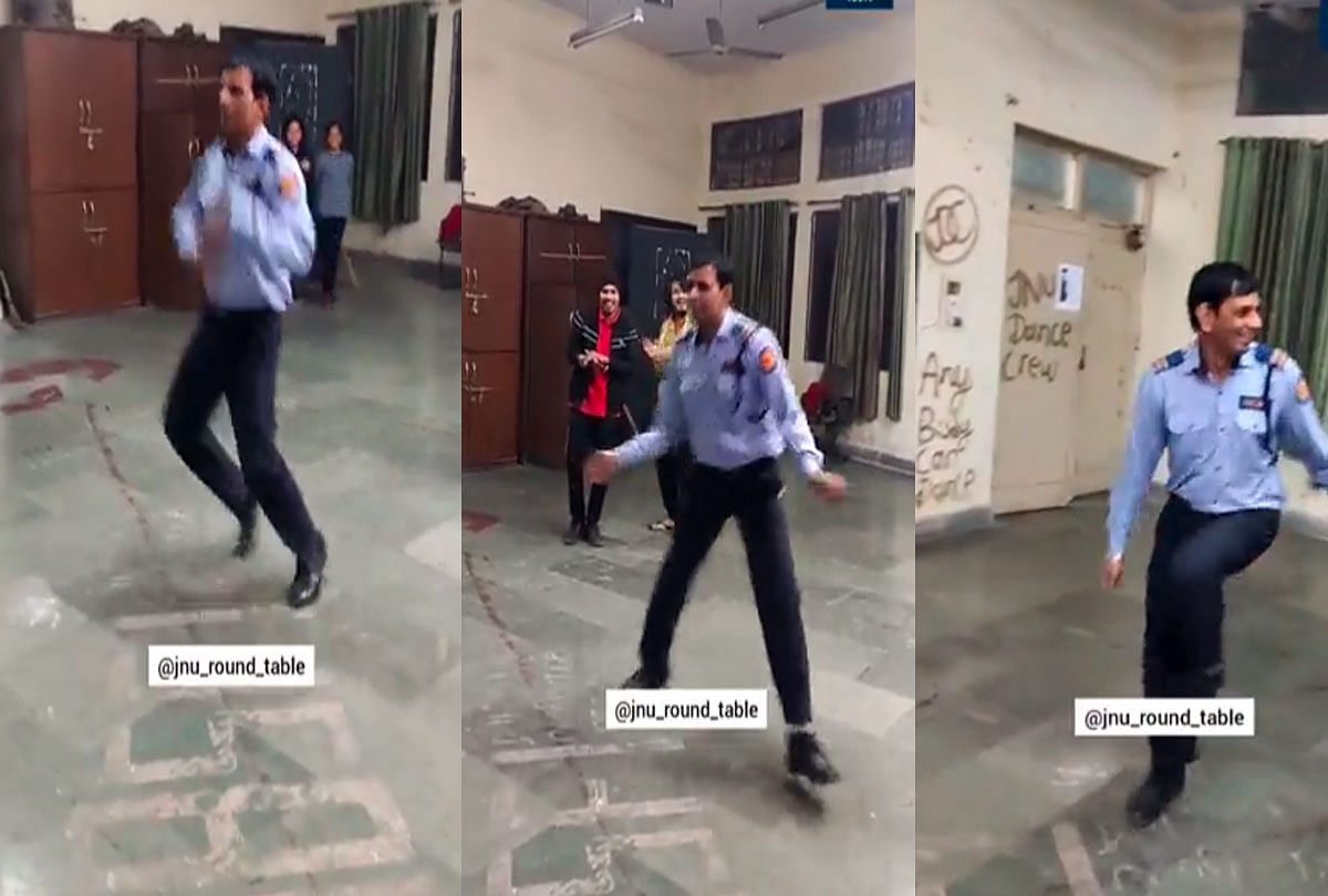 jnu security guard dance on julie julie song video goes viral on social