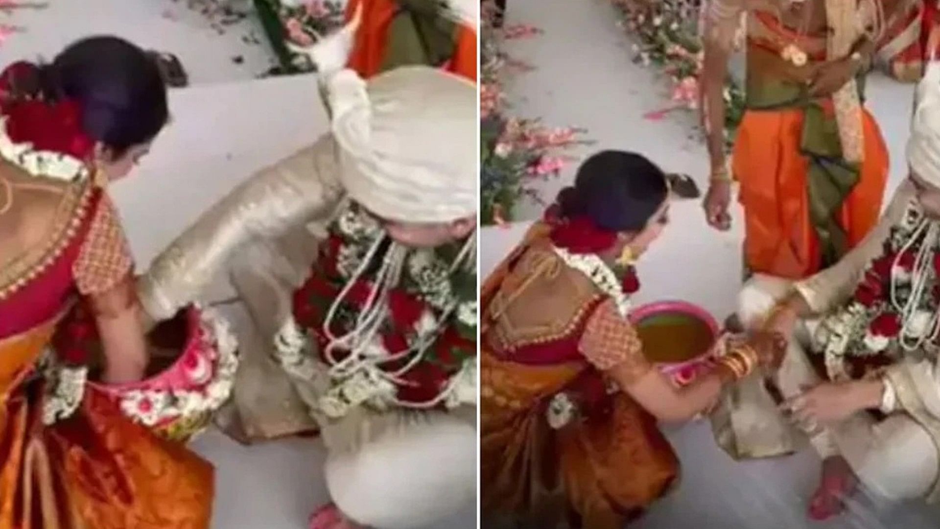 People laughed at this act of the bride and groom when they clashed during the wedding ceremony