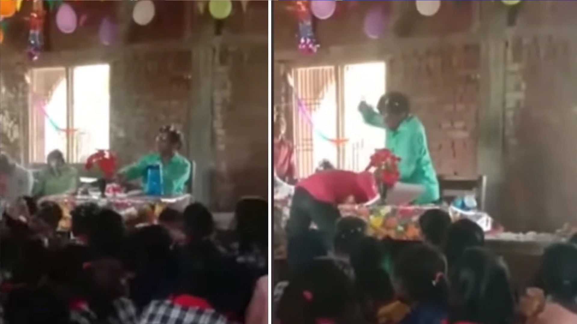 During the birthday celebration child did such a thing that the teacher beat the student