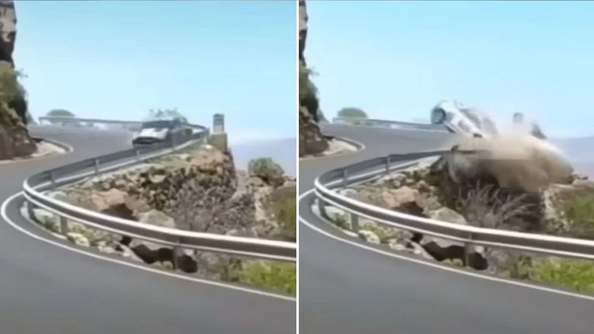 Thrilling accident video touched death viral on social media maut ko chukar tak se bahar ayi car