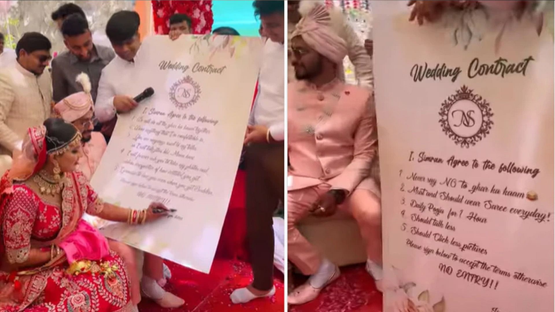 Before marriage groom friends sign such an agreement from bride wrote such conditions
