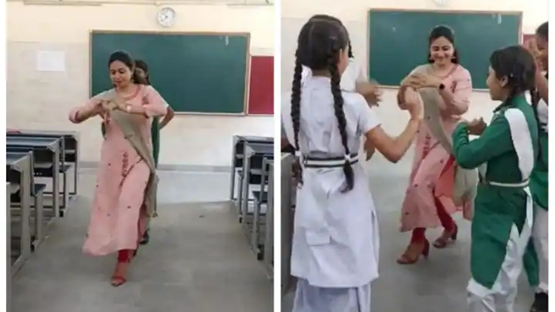Trending News: टीजर और स्टूडेंट के इस डांस वीडियो ने जीता लोगों का दिल, 'झुमका बरेली वाला' गाने पर मचाया धमाल   Teacher Students Dance Viral Video Teacher and student danced on the song 'Jhumka Bareli Wala'
