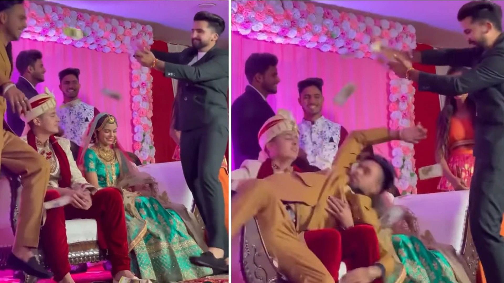 Wedding Video friends did such an act in front of the bride on stage groom became angry