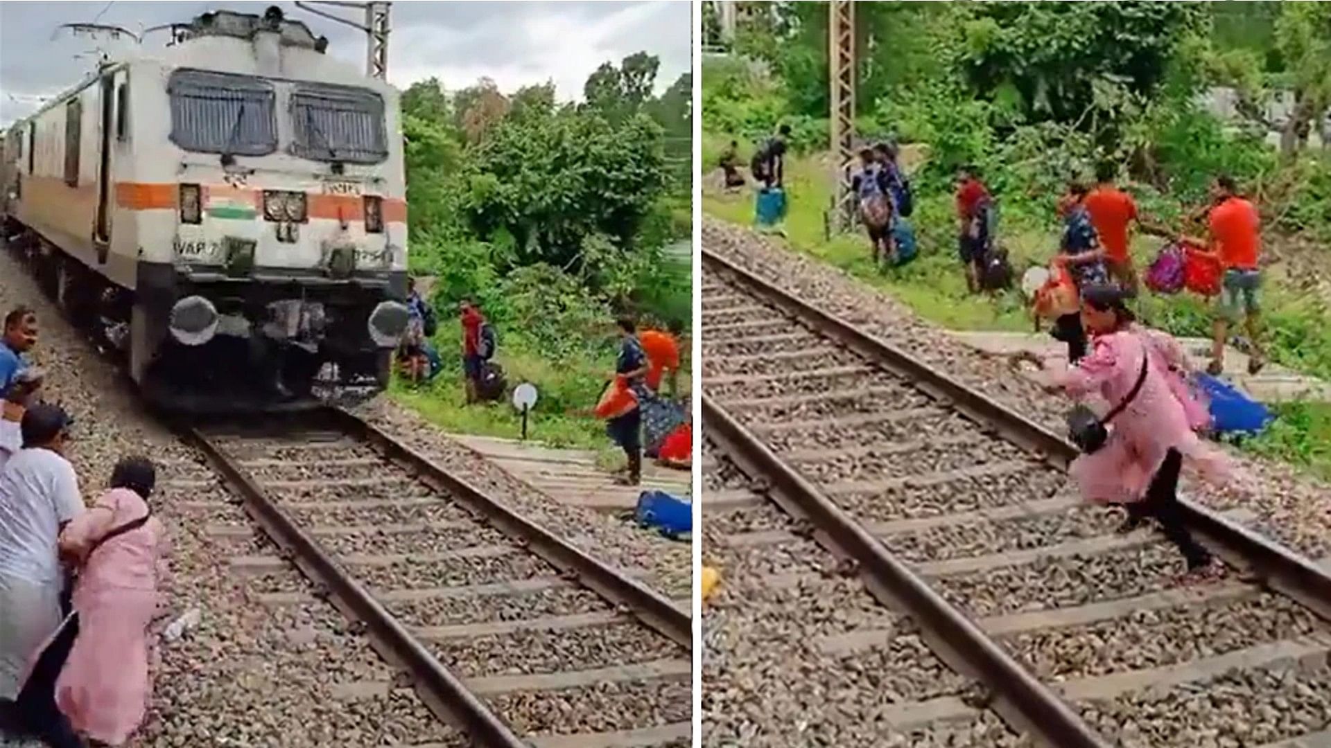 Train Accident Viral Video: woman came in front of a train know what happened next