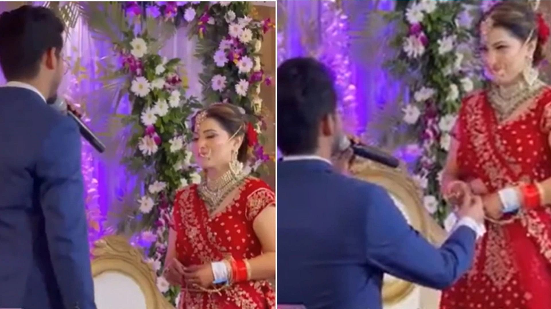 Viral Video: groom sing a song on the stage in front of the guests for bride