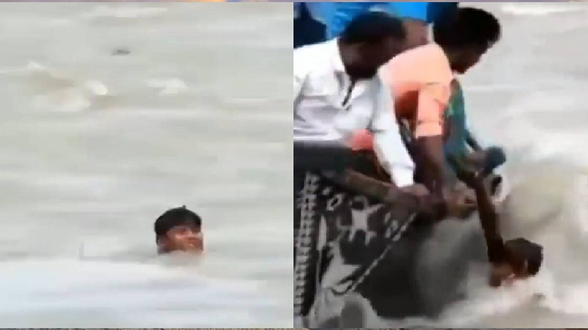 chambal viral video boy rescued drowning in river surrounded by crocodiles