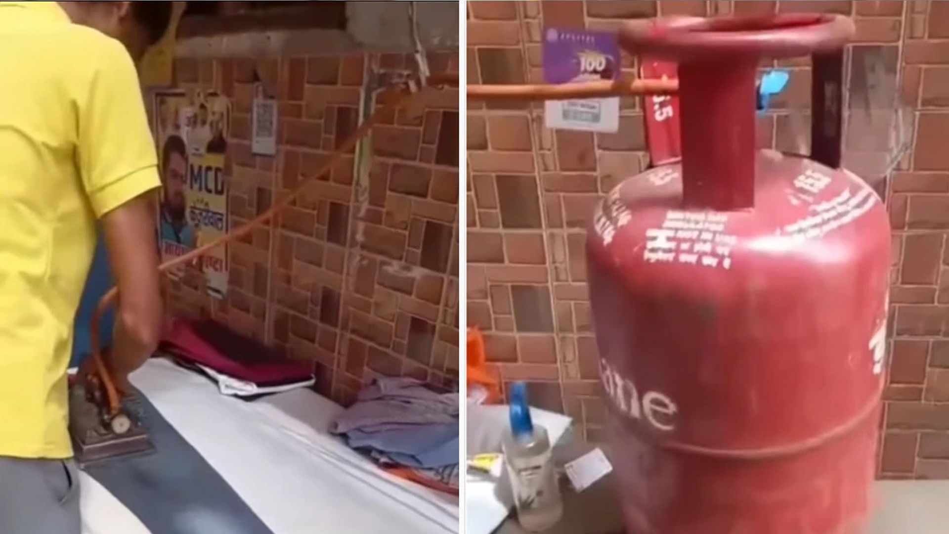 Desi Jugaad: Man presses clothes by putting a pipe in lpg gas
