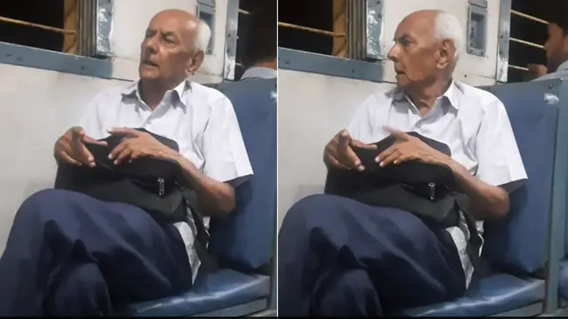 Senior citizens singing romantic song 'Tum Hi Aana' while traveling in train