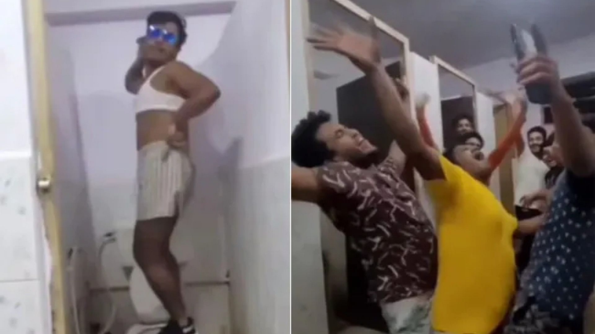 Viral Video: Boys dance on the song Patli Kamariya standing on the toilet seat