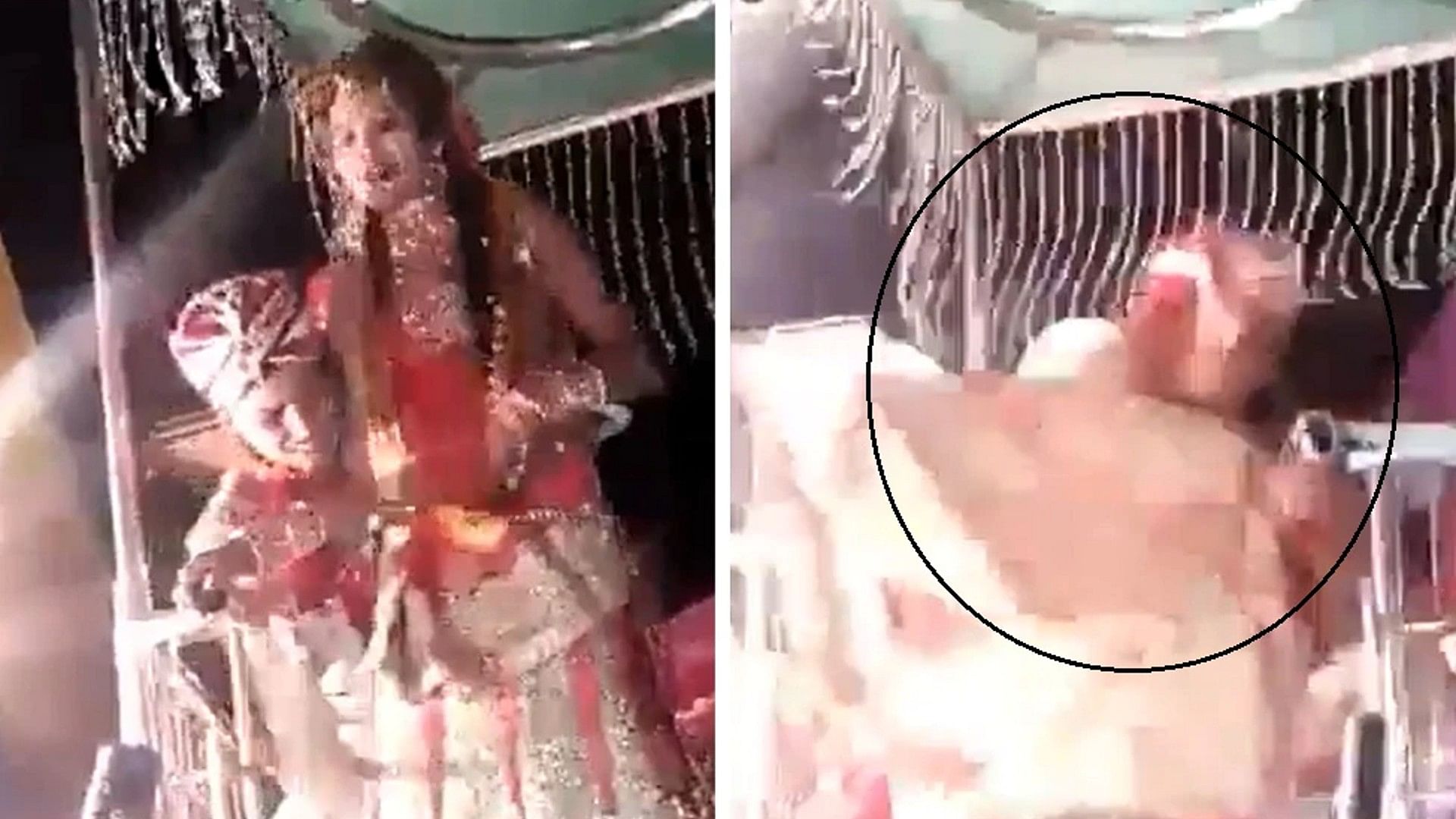 Wedding Viral Video groom lift bride after jaymal and fell down on the stage