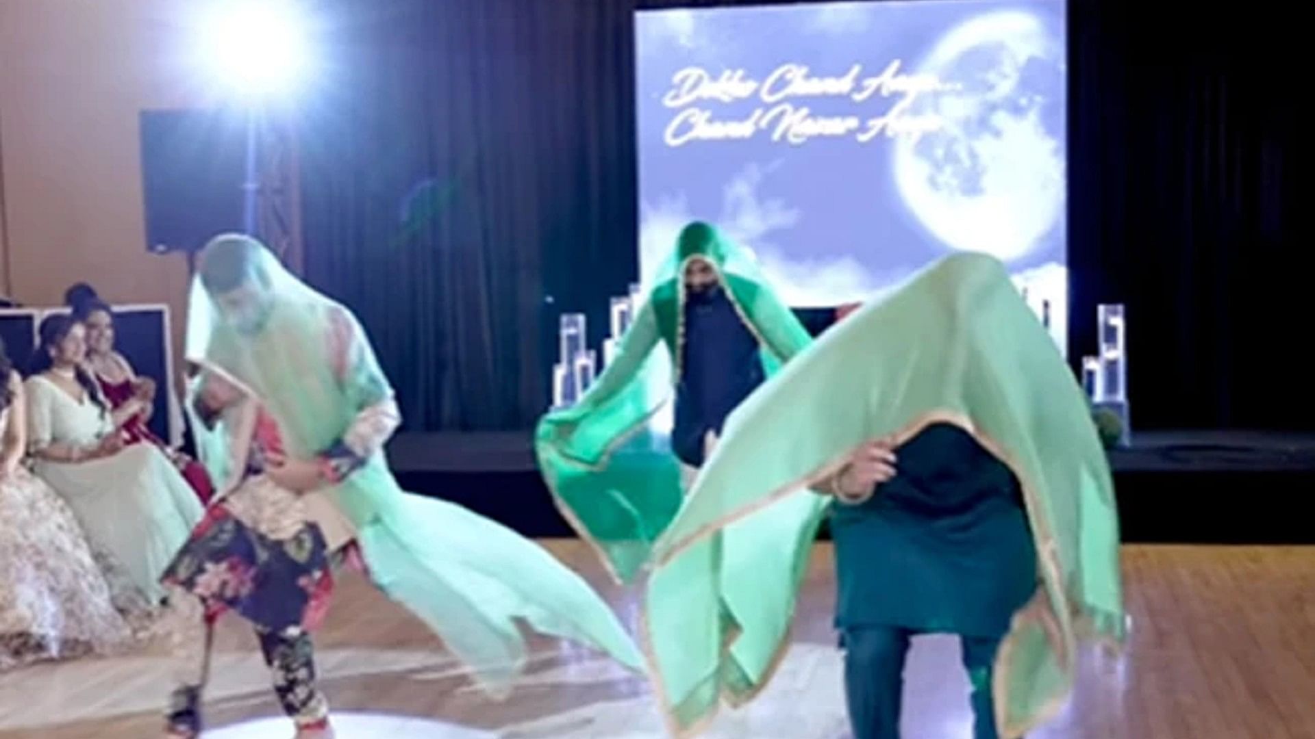 Three men dancing to Madhuri Dixit song Maar Daala Sangeet Ceremony Funny Dance Video Viral