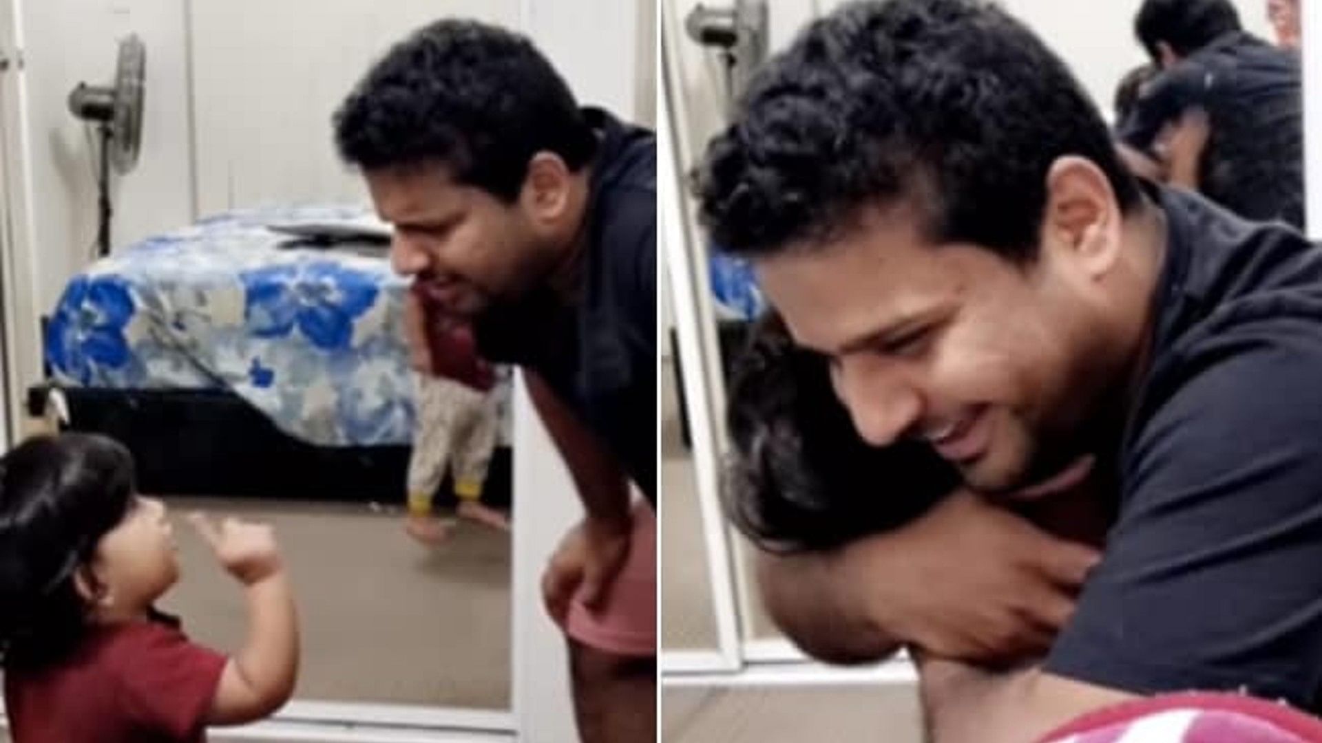 father reaction on cuteness of toddler girl adorable father daughter video