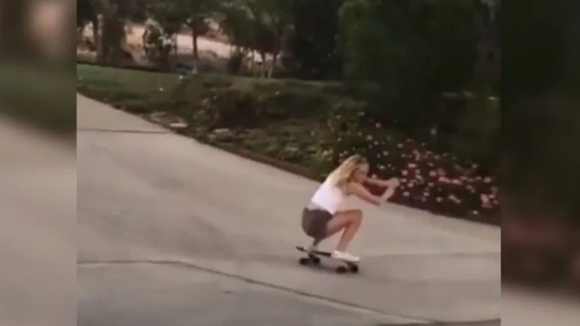 Girl was riding a skateboard in style and suddenly fell down funny video went viral on social media