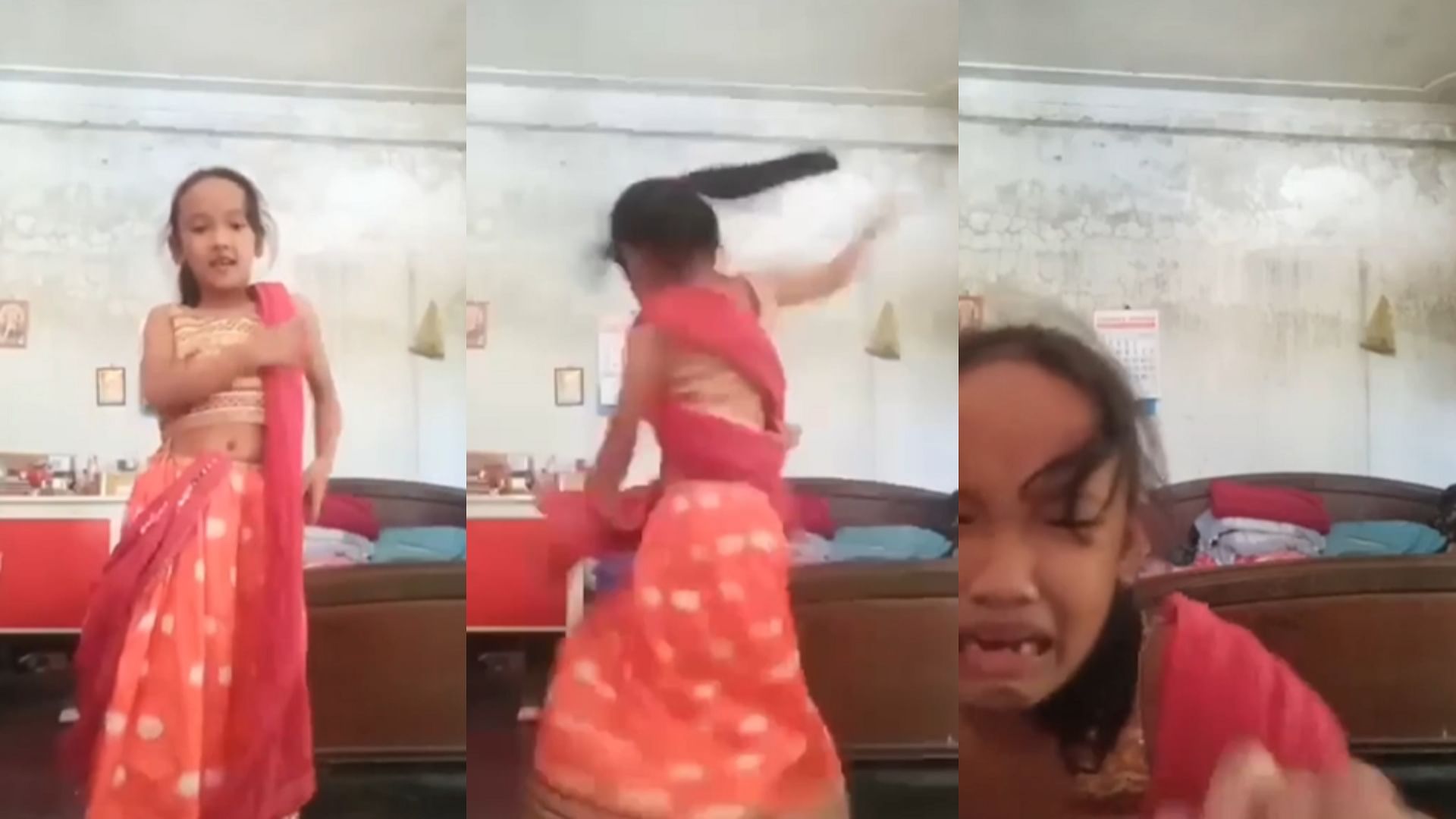 Cute Girl fell while dancing wearing a lehenga watch funny dance video