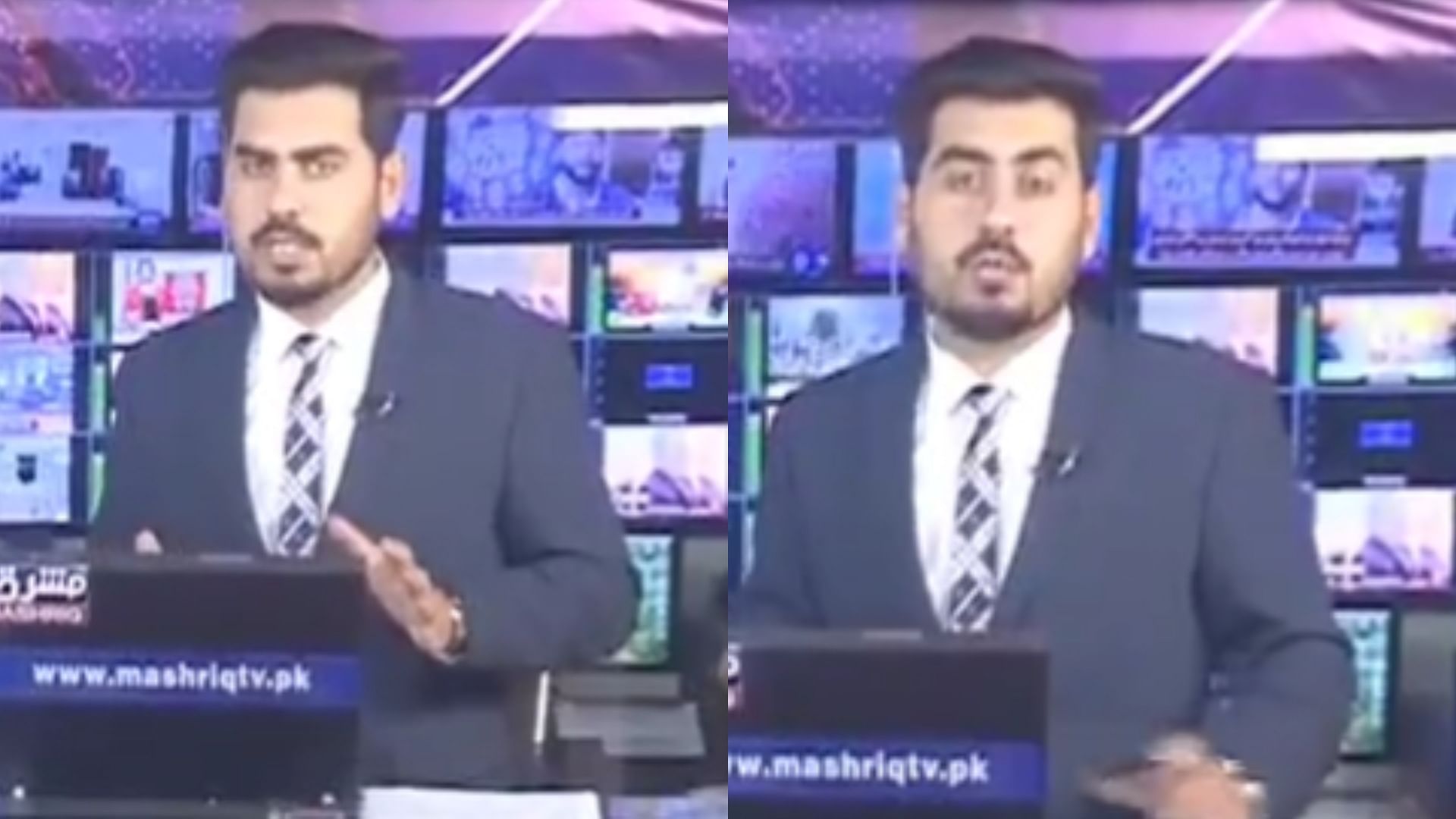 earthquake during pak tv live anchor continued his program ongoing video is going viral