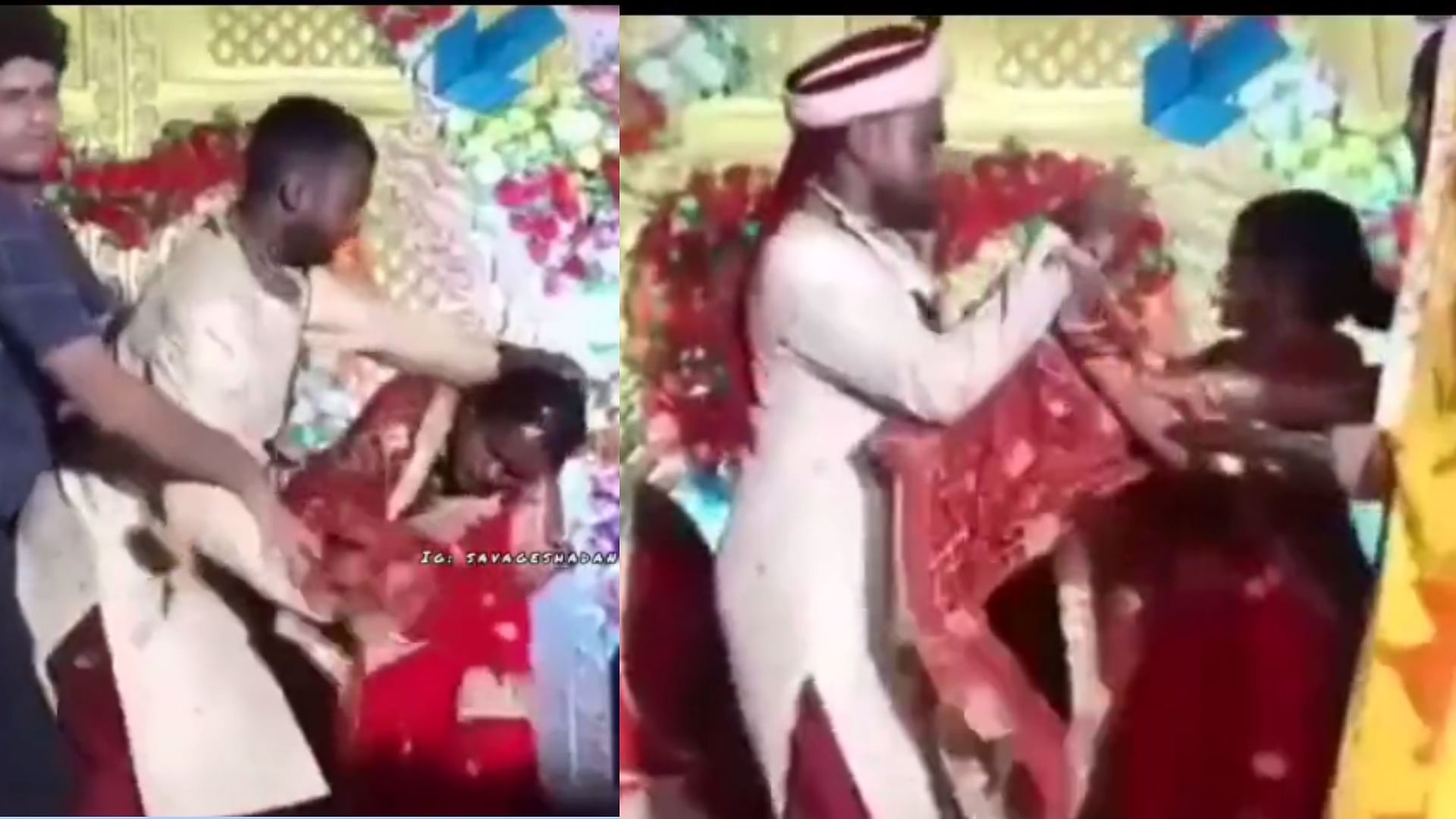 Wedding Video: Bride groom started fighting on the wedding stage video viral